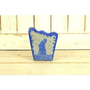 Blue grey glazed stoneware pottery vase